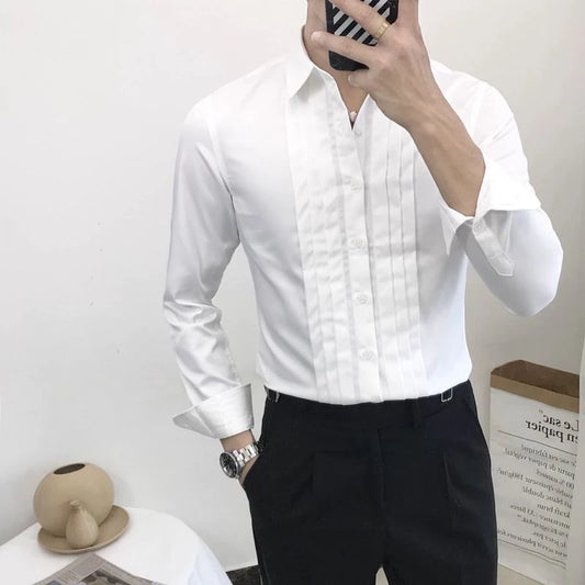 New Solid Color Fashion Long Sleeve Shirt Man