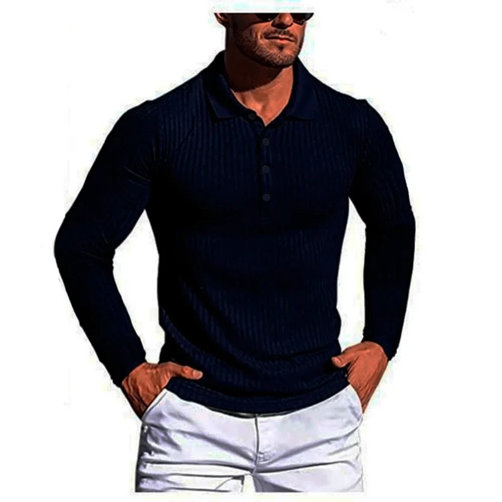 Men's Long Sleeve T-shirt POLO Slim Base Shirt Men