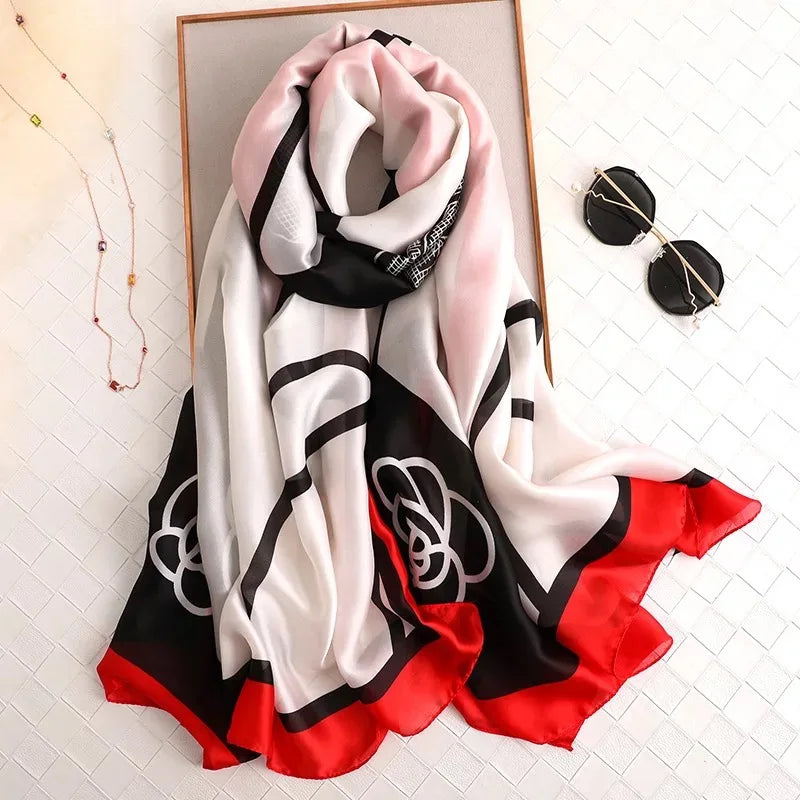 Women Fashion Print Silk Scarf Luxury Brand