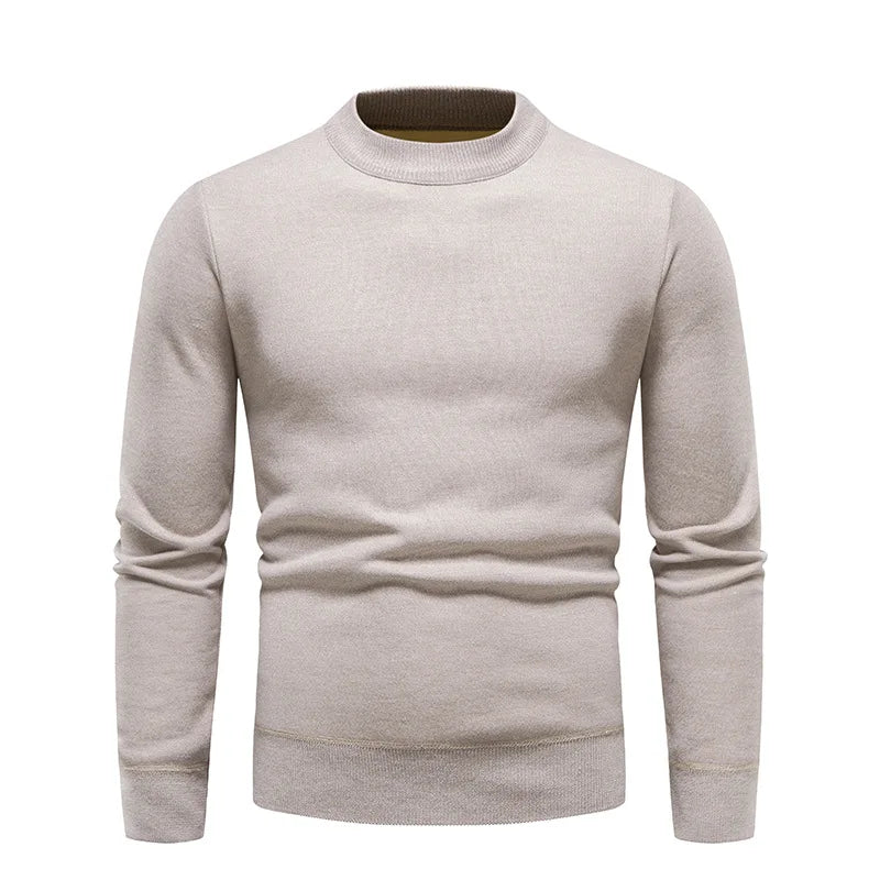 Solid Color Round Neck Knit Sweater Men