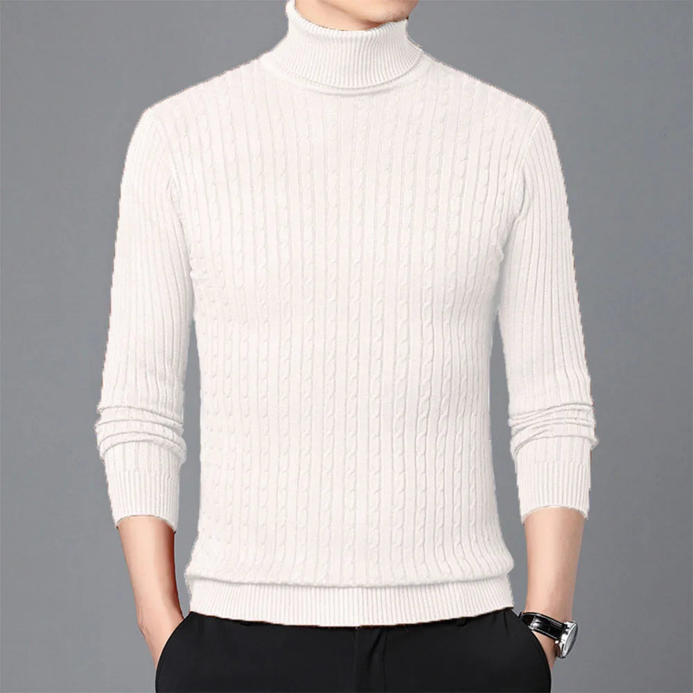 Men's Turtleneck Knitted Sweaters Winter Warm Slim Fit Pullover Sweater