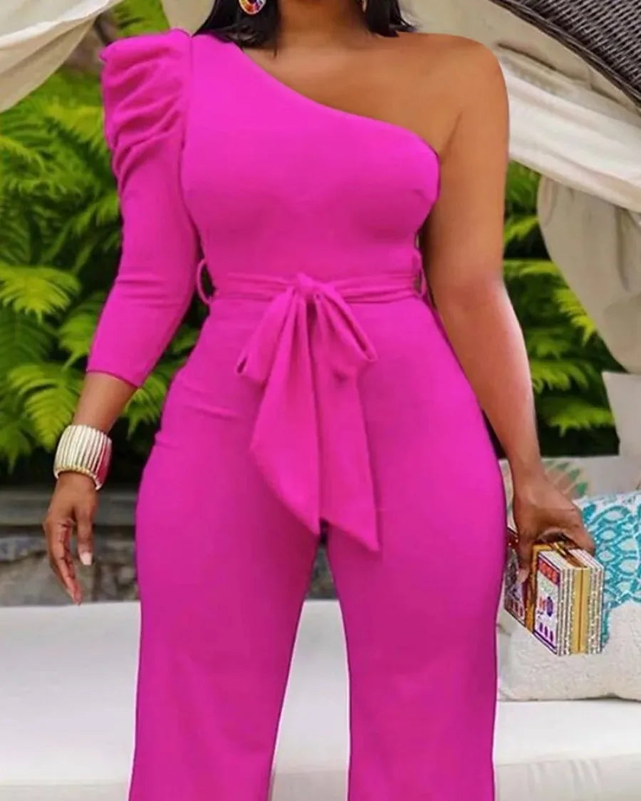 One Shoulder Wide Leg Jumpsuit Women