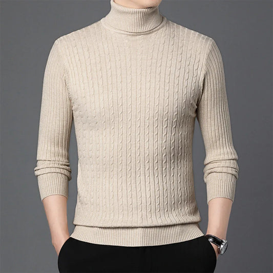 Men's Turtleneck Knitted Sweaters Winter Warm Slim Fit Pullover Sweater