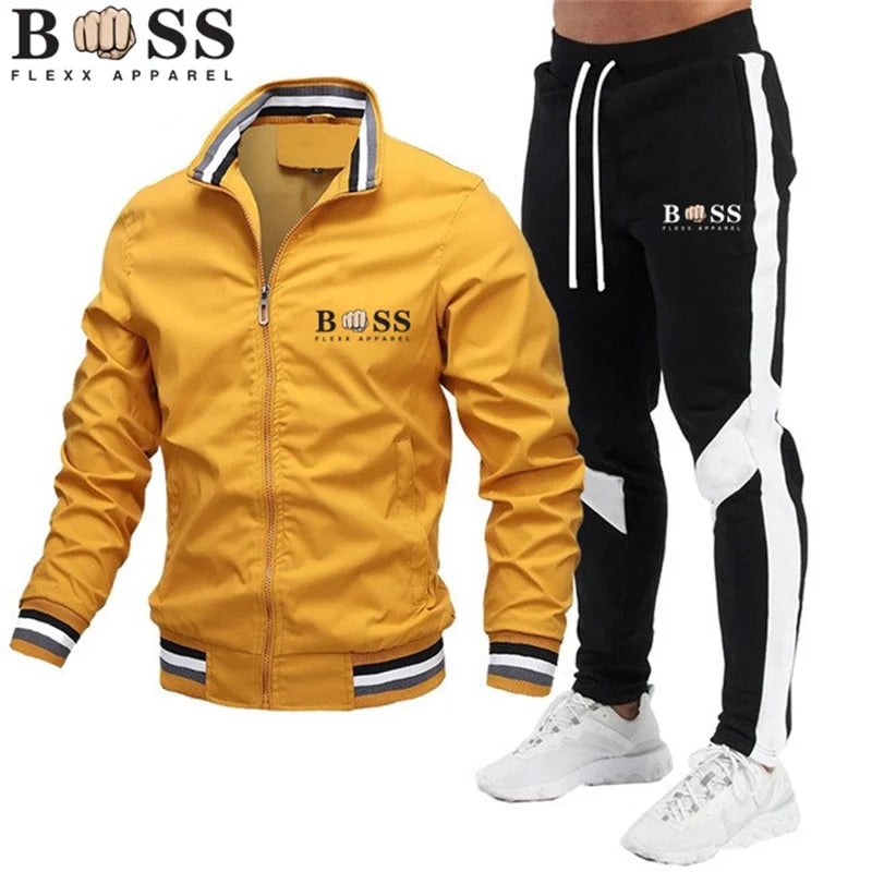 Men's  Tracksuit Two Piece Set Men Jacket Sweatpants Brand Clothing Male Sweatsuit Sport