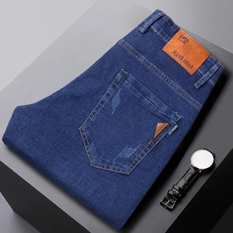 NEW Men's Fashion Business Jeans Classic Style Casual Stretch Slim Jeans