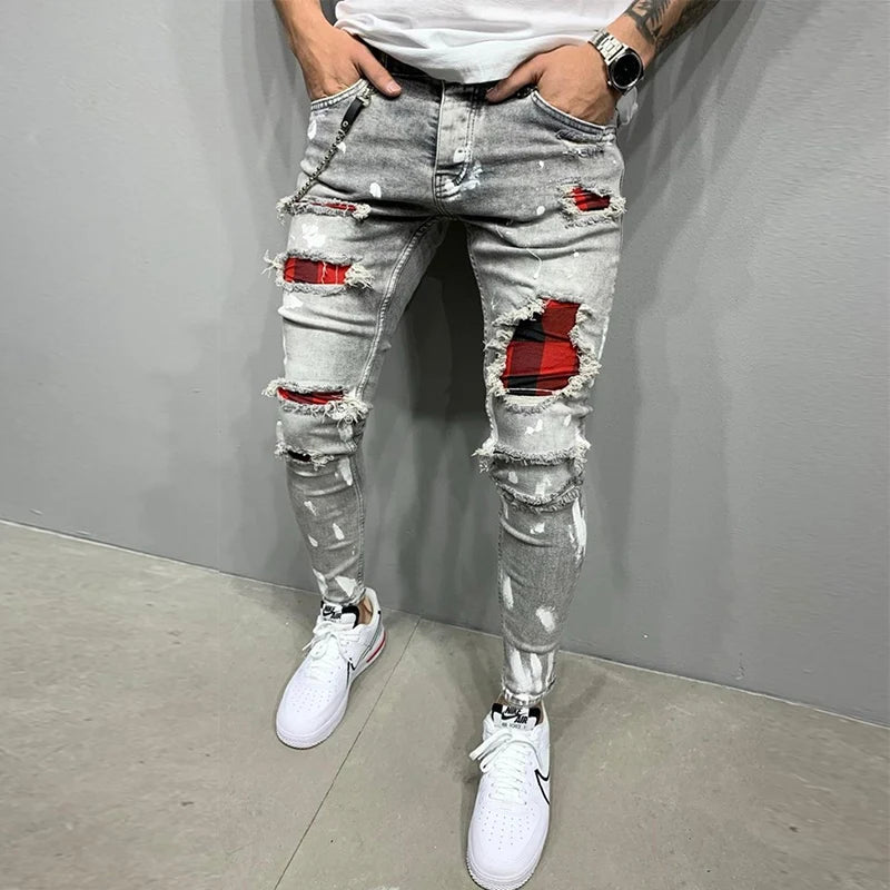 New Men's Skinny Ripped Jeans