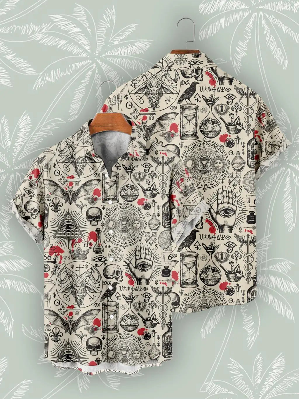 Hawaiian Shirts For Men's Skull Summer Casual Short Sleeve