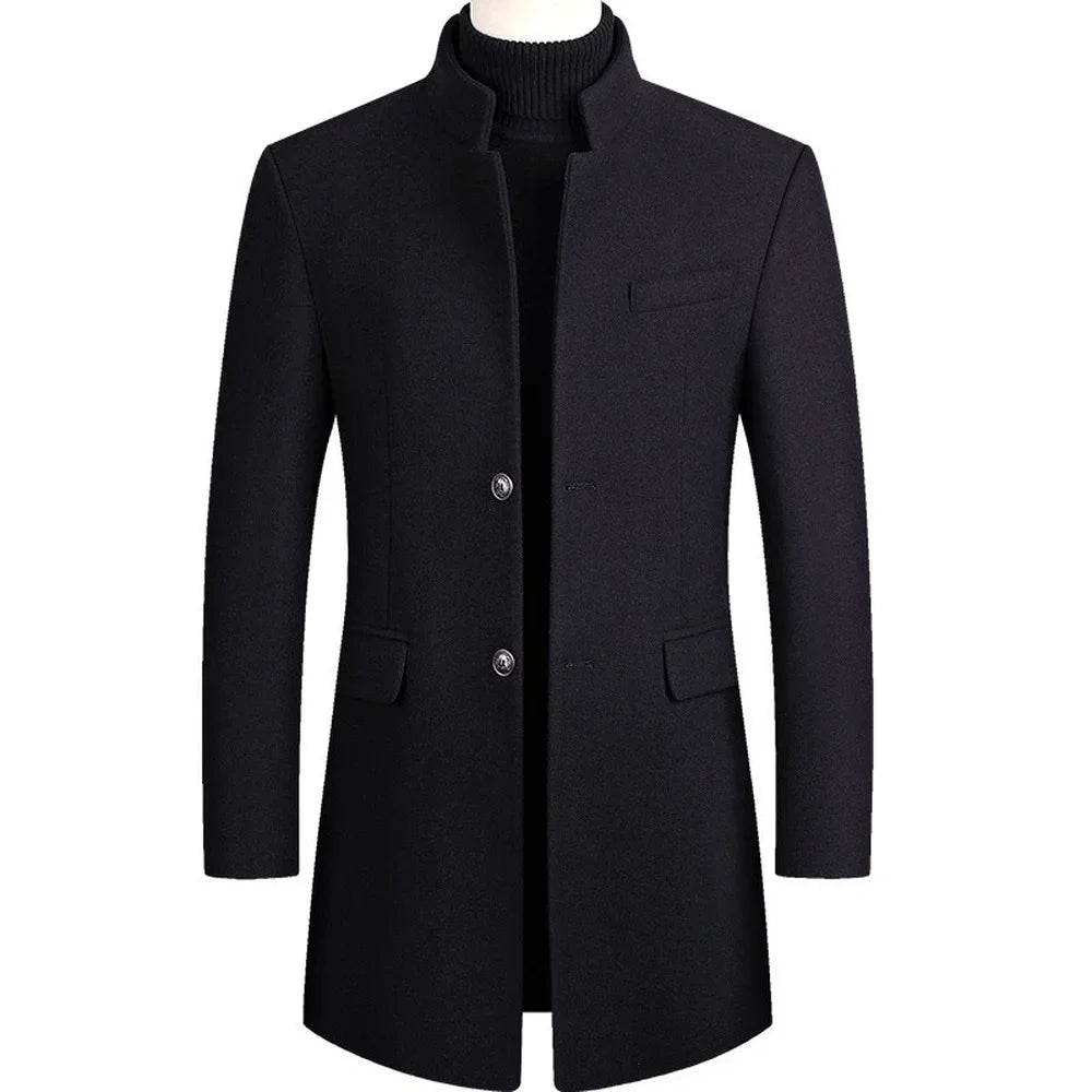 Men Slim Fit Long Sleeve Cardigans Blends Coat Jacket