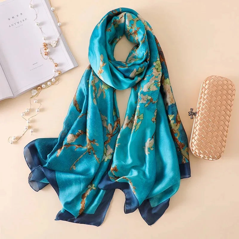 Women Fashion Print Silk Scarf Luxury Brand