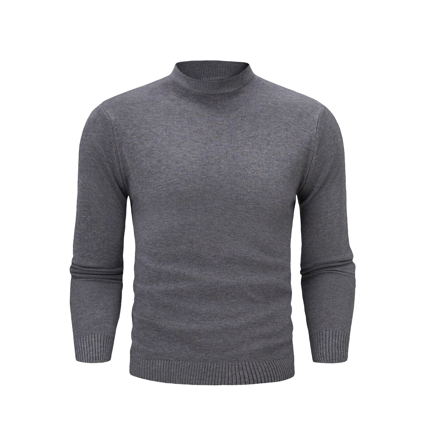 High quality long sleeve men's semi high neck knitted sweater