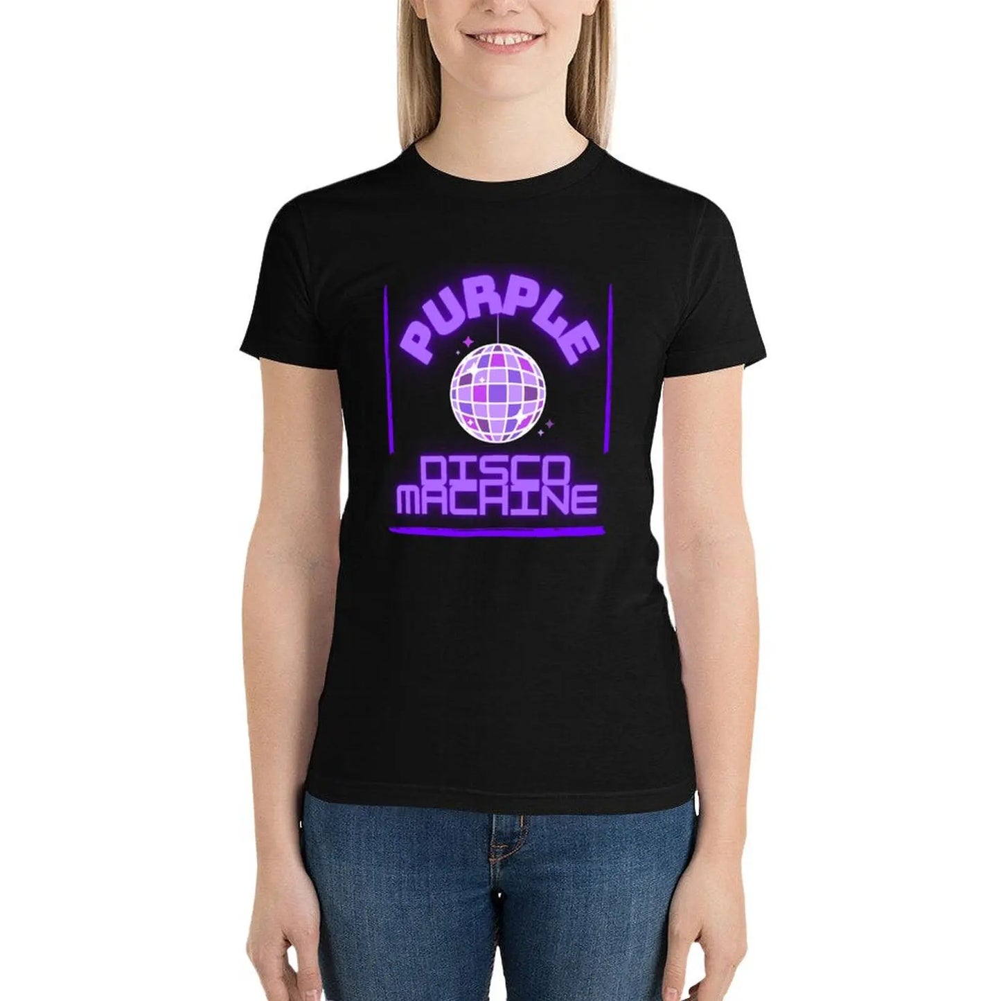 purple disco machine design T-Shirt oversized hippie sports fans t-shirts for Women loose fit