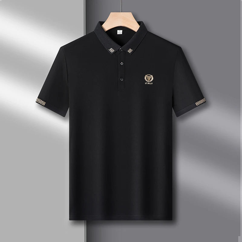 High end luxury brand fashion printed short sleeved POLO shirt for men