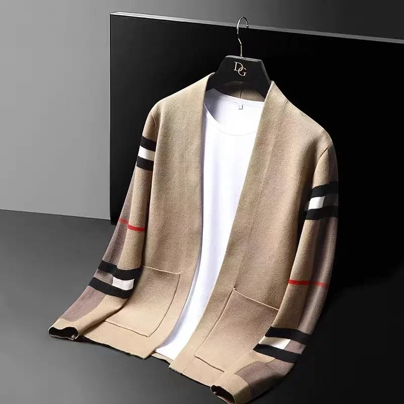 High end long sleeve men's knitted cardigan casual Little coat