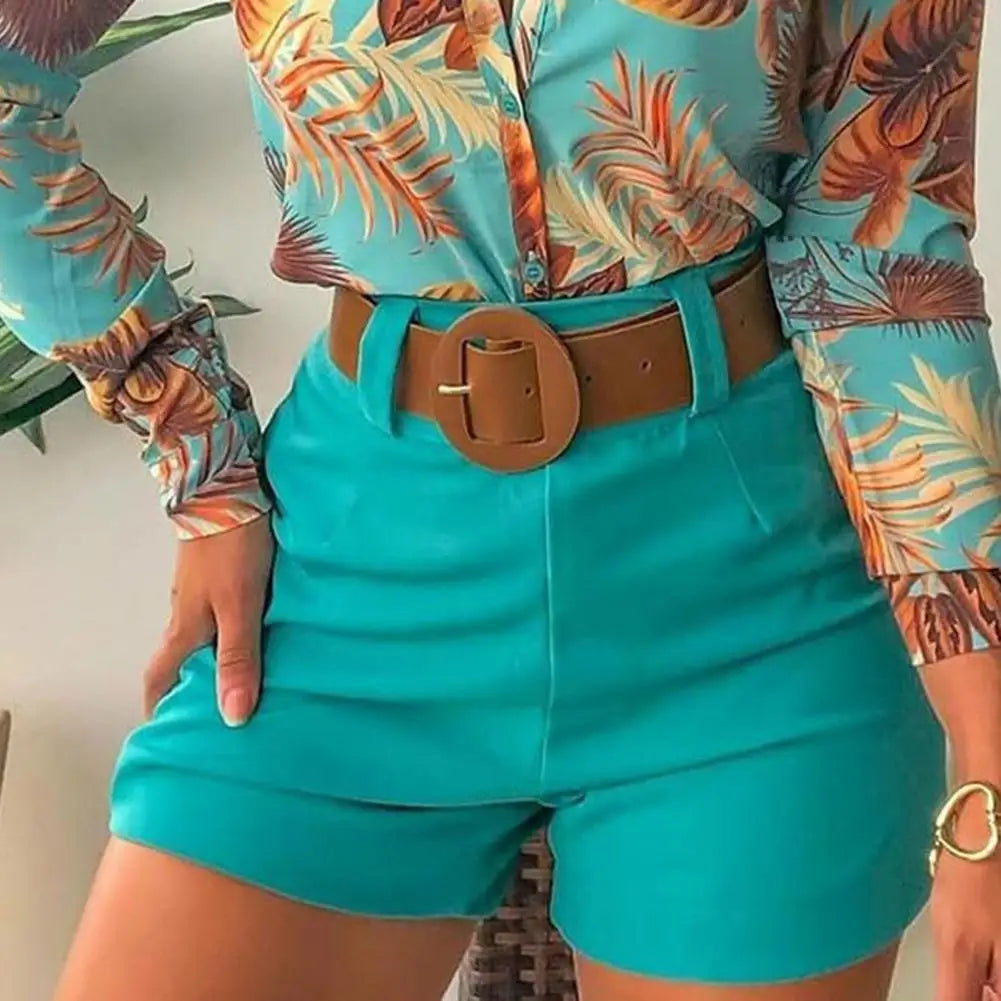 High Waist Solid Color Back Zipper Skinny Hot Pants