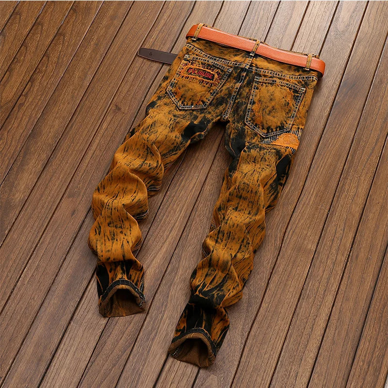 Hip-hop High Street Motorcycle Retro Trendy Jeans for Men