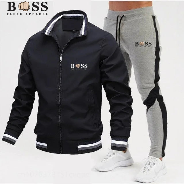 Men's  Tracksuit Two Piece Set Men Jacket Sweatpants Brand Clothing Male Sweatsuit Sport