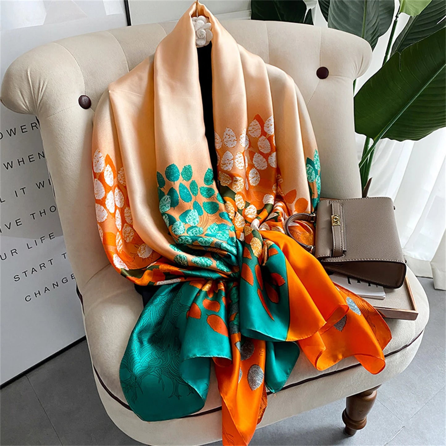 Women Fashion Print Silk Scarf Luxury Brand