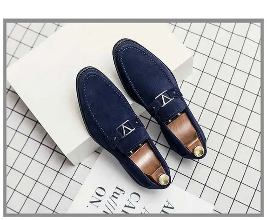 Designer brand leather shoes men's loafers men's flocked shoes