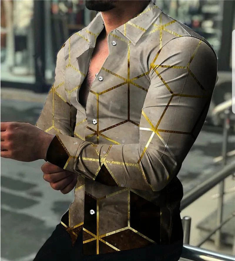 Long Sleeve Beach Blouse Male Luxury Camisa Men's Clothing Streetwear