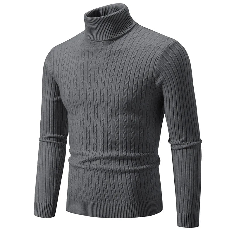 New Men's High Neck Sweater Solid Color