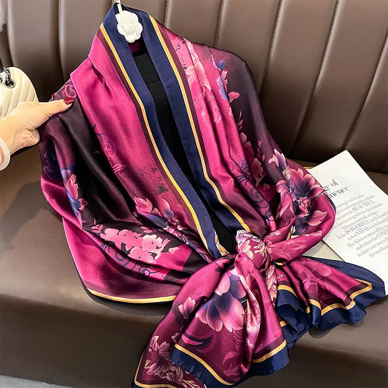 Women Fashion Print Silk Scarf Luxury Brand