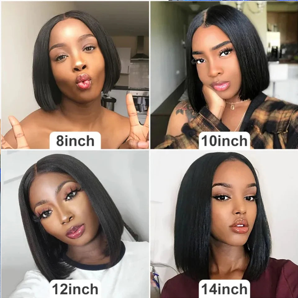 Bob Wig Bone Straight Bob Wig Lace Front Human Hair Wigs For Women HD Transparent Lace Frontal 99J 4# Bob Human Hair Wig